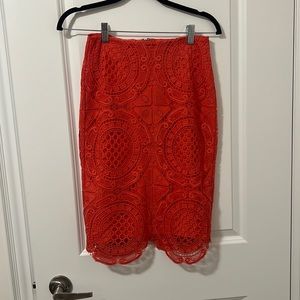 Coral pink midi skirt